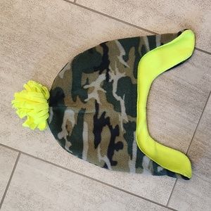 Camo Bobble Hat with Ear Flaps Boys Size 8/Large Cozy Toque